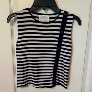 Zara Kids Navy and White Striped Tank Top
